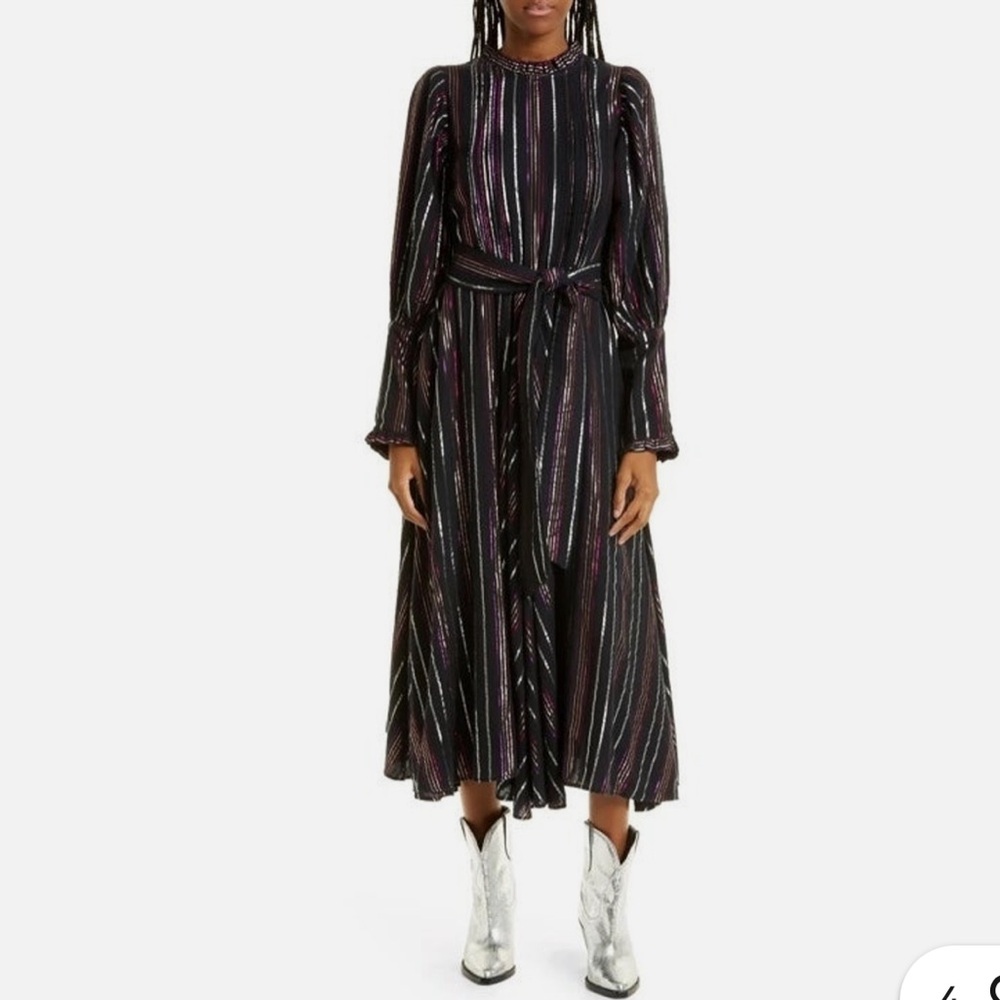 Farm Rio Lurex Striped Midi Dress - Picture 3 of 7